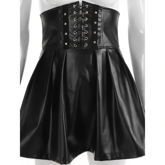Gothic Halloween Collection Sexy Corset Tunic Leather High-rise Dress Skirt - Picture 4 of 9
